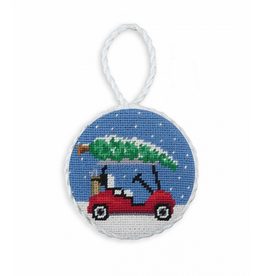 Smathers & Branson Christmas Golf Cart Needlepoint Ornament