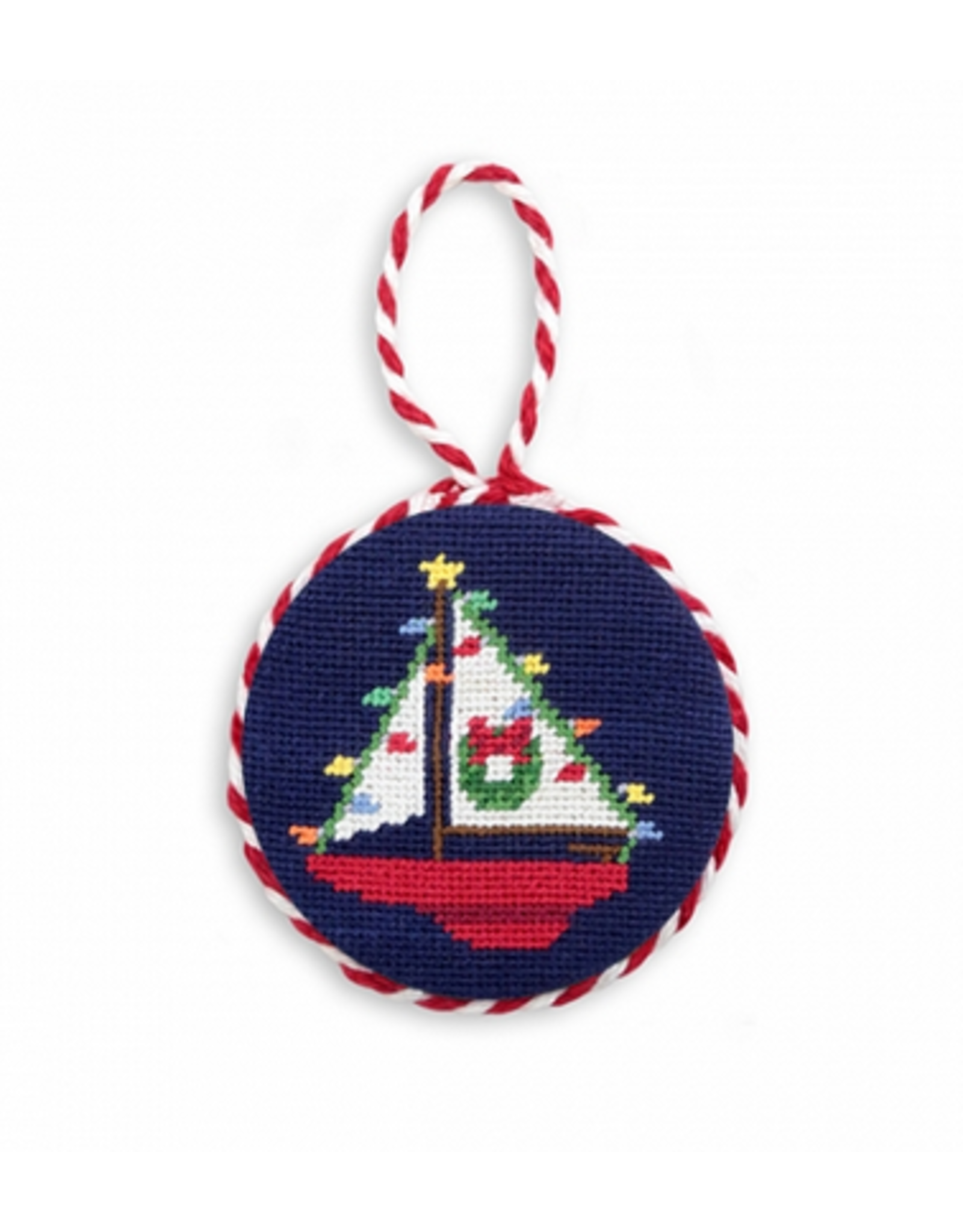 Smathers & Branson Christmas Sailboat Needlepoint Ornament