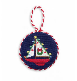 Smathers & Branson Christmas Sailboat Needlepoint Ornament