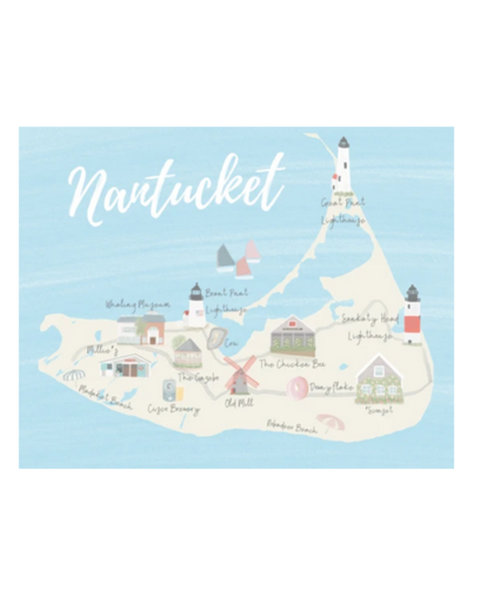 Palm Prints Co Nantucket Map 8x10 Print by Palm Prints