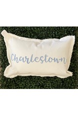 Marshes Fields and Hills Charlestown Script 12x18 Pillow in Sky Blue