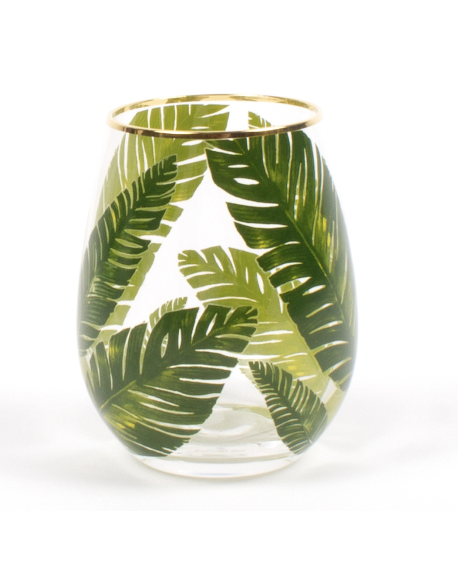 Palm Leaf Stemless Wine Glass