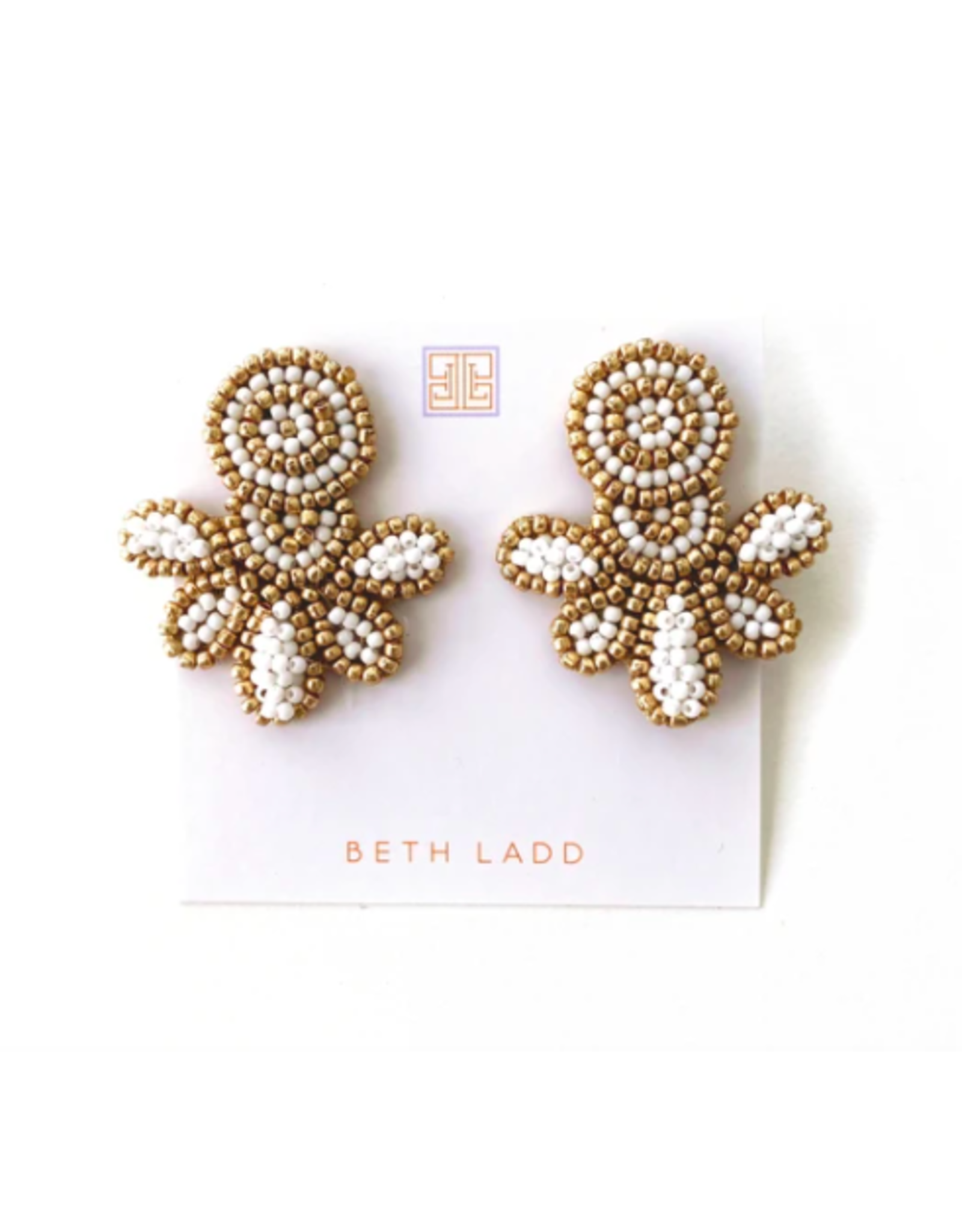 Beth Ladd Collection Love Studs in Gold and White by Beth Ladd