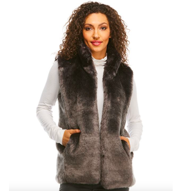 Donna Salyers Fabulous Furs Mink Couture Faux Fur Hook Vest in Graphite Size Small