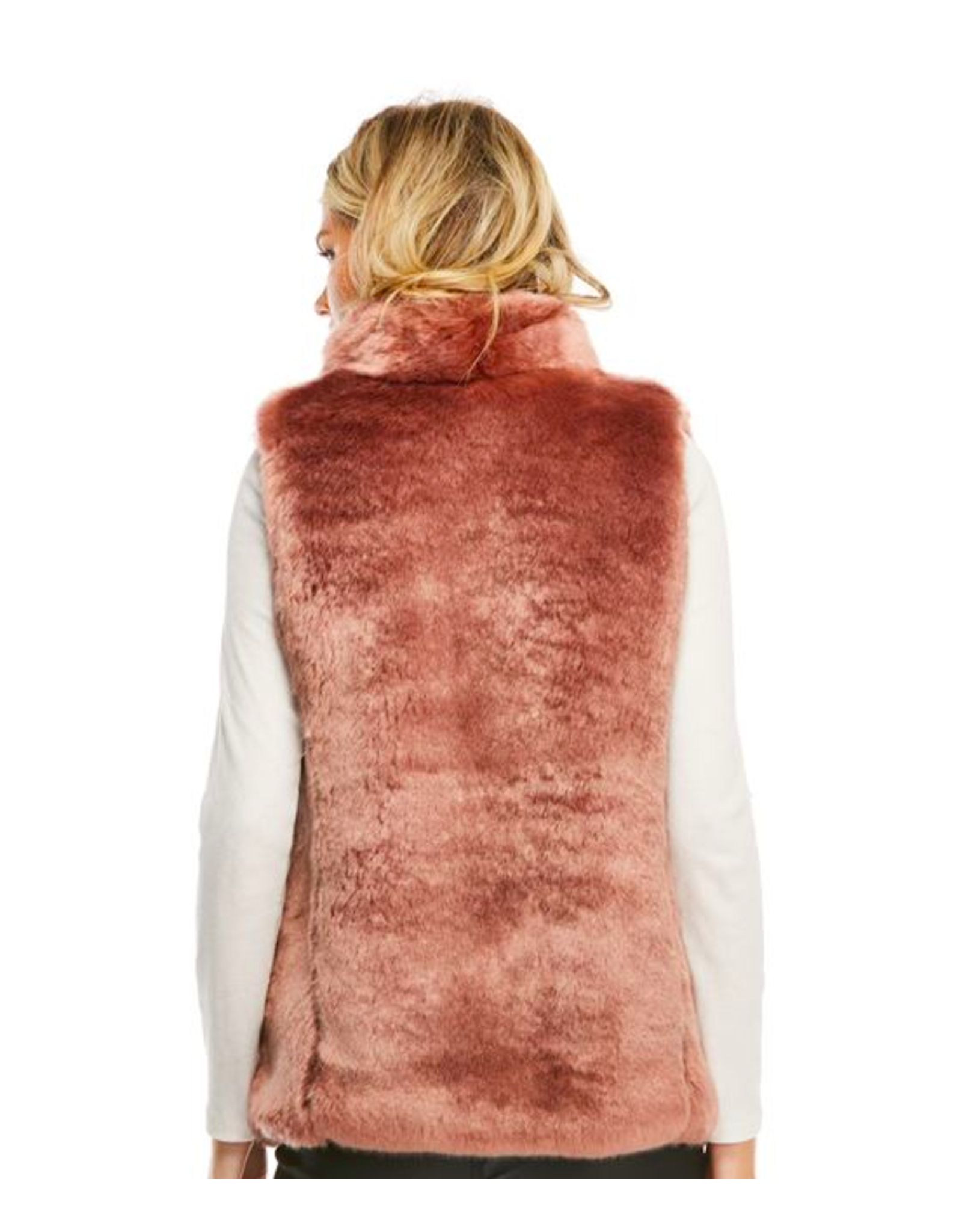 Donna Salyers Fabulous Furs Mink Couture Faux Fur Hook Vest in Rose Quartz Size Large
