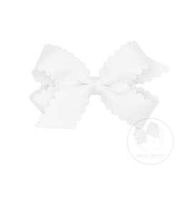 Wee Ones Mini Scallop Bow in White