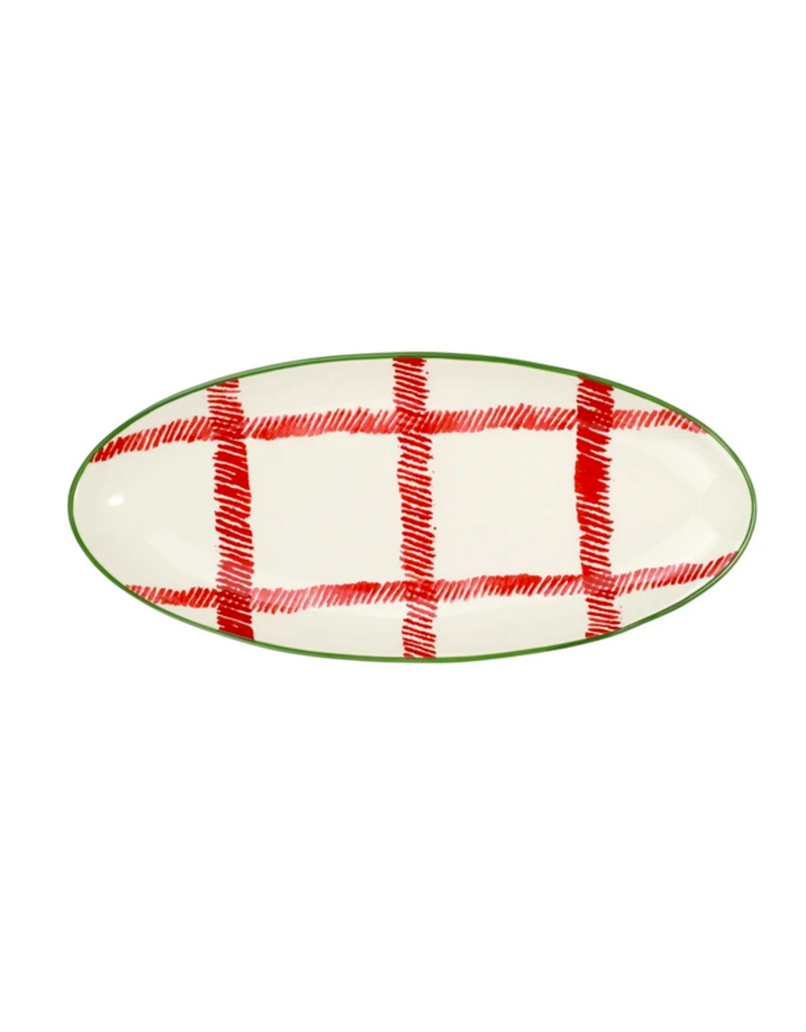 Vietri Mistletoe Plaid Narrow Oval Platter