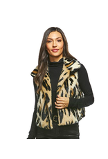 Donna Salyers Fabulous Furs Cropped Vest in Graphic Leopard Size Large