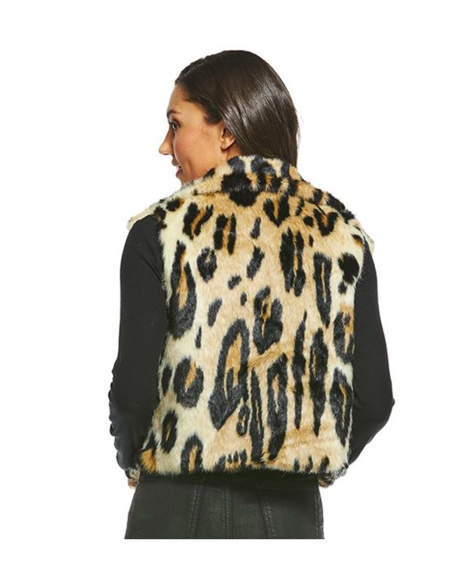 Donna Salyers Fabulous Furs Cropped Vest in Graphic Leopard Size Large