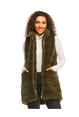 Donna Salyers Fabulous Furs Faux Fur Weekender Vest in Olive Size Small