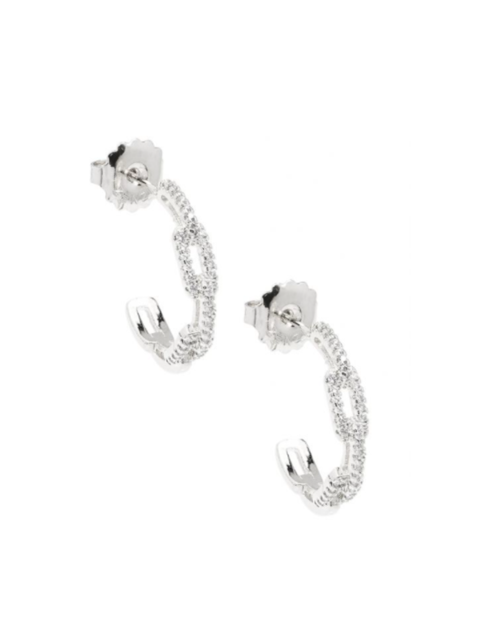 Zenzii Crystal Link Hoop Earring in Silver