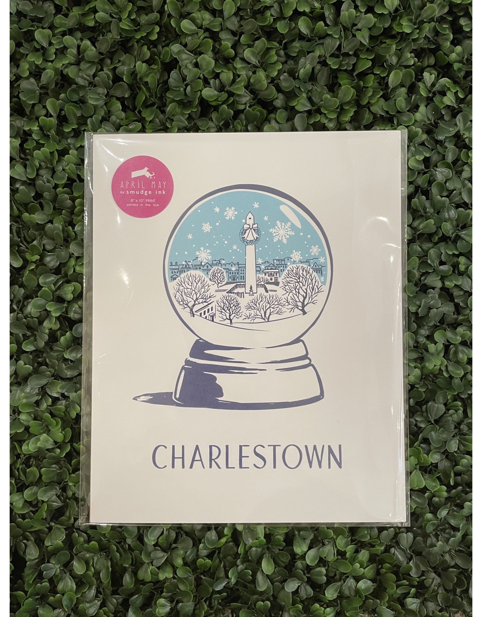 Smudge Ink Charlestown Blue Snow Globe Holiday Print in 8x10