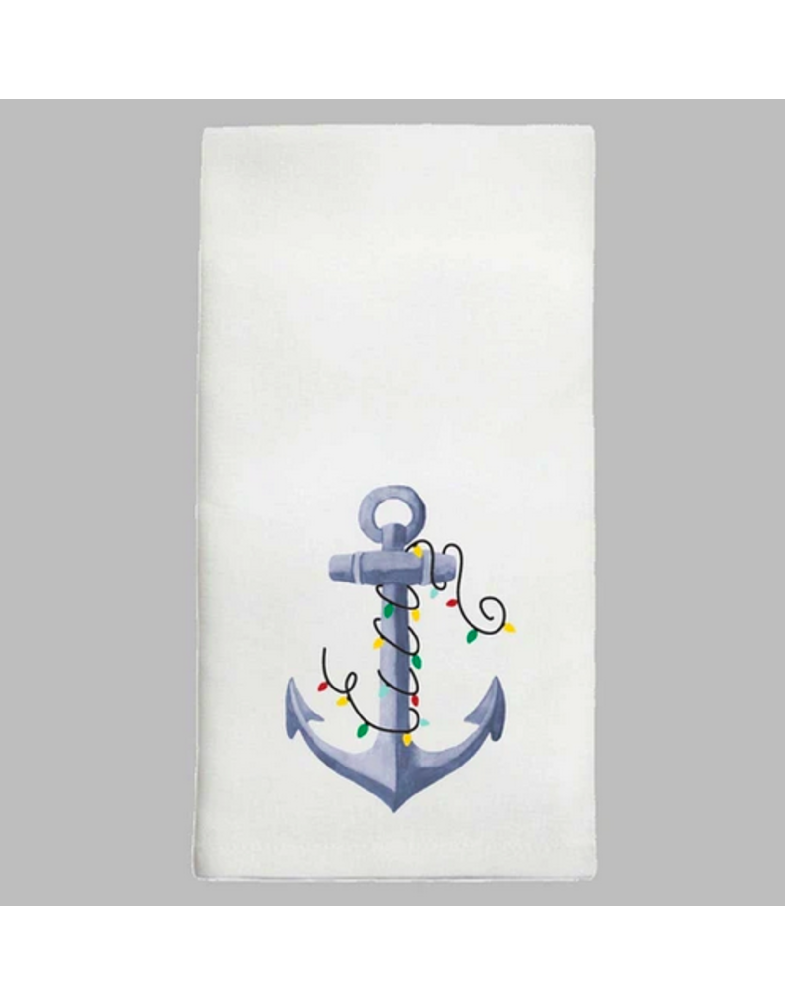Marshes Fields and Hills Watercolor Anchor in Lights Tea Towel