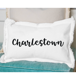 Marshes Fields and Hills Charlestown Script 12x18 Pillow in Black