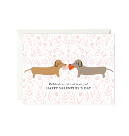 Paula and Waffle Dachshunds Valentine's Day Card