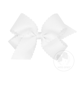Wee Ones Medium Scallop Bow in White
