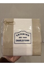 Caspari Entering Charlestown Navy and Tan Cocktail Napkins