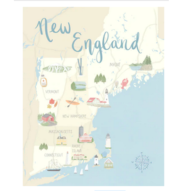 Palm Prints Co New England Map 8x10 Print by Palm Prints
