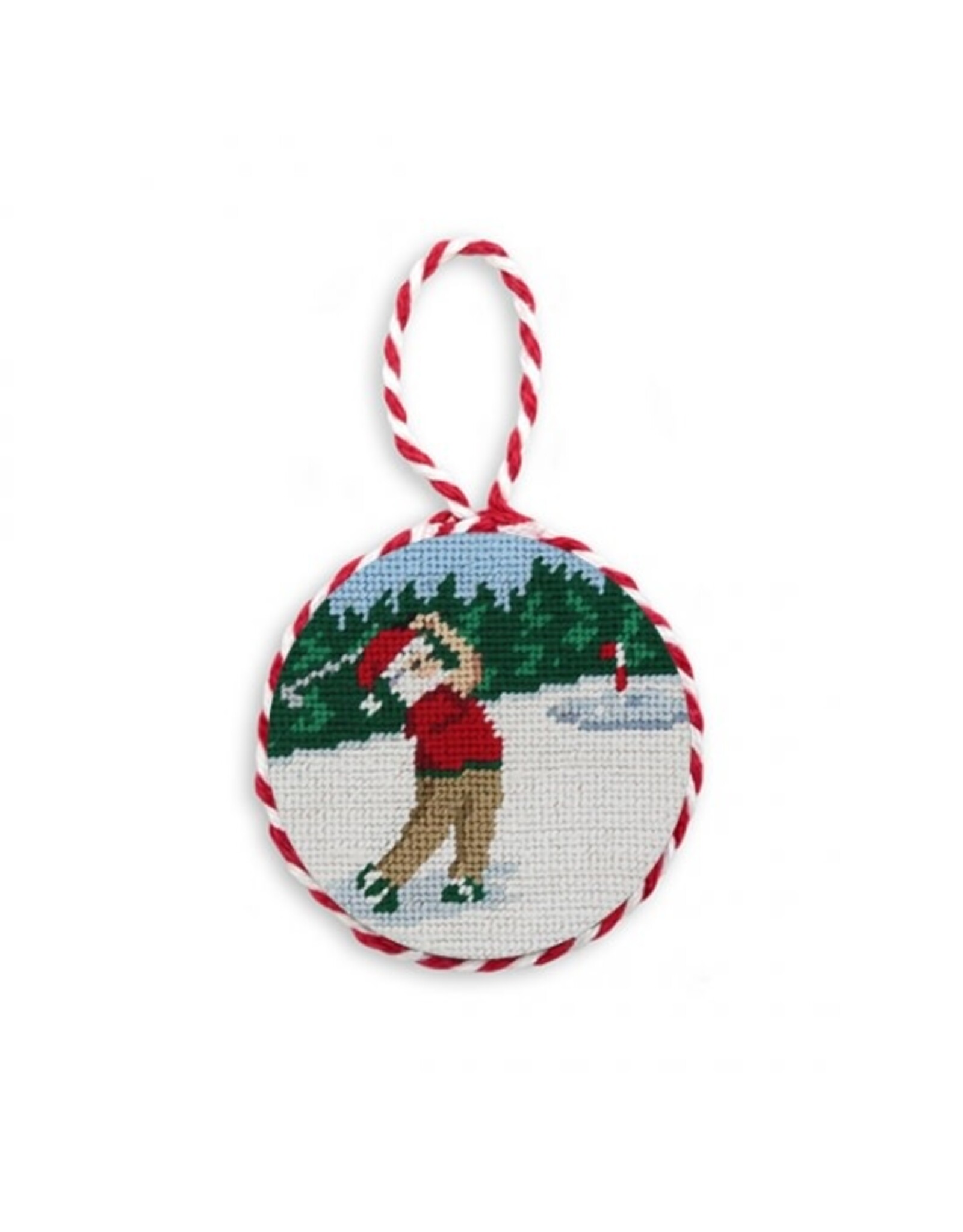 Smathers & Branson Golfing Santa Needlepoint Ornament