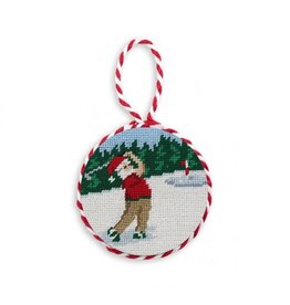 Smathers & Branson Golfing Santa Needlepoint Ornament