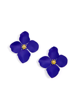 Zenzii Large Flower Earring in Cobalt