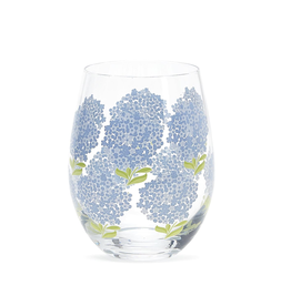 Decor Shop by Place & Gather Blue Hydrangea Hand Painted Stemless Wine Glass