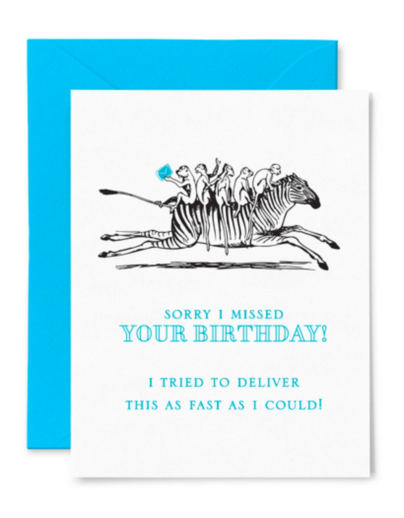 Color Box Designs Belated Zebra Card