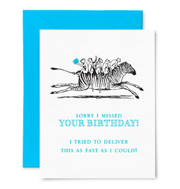 Color Box Designs Belated Zebra Card