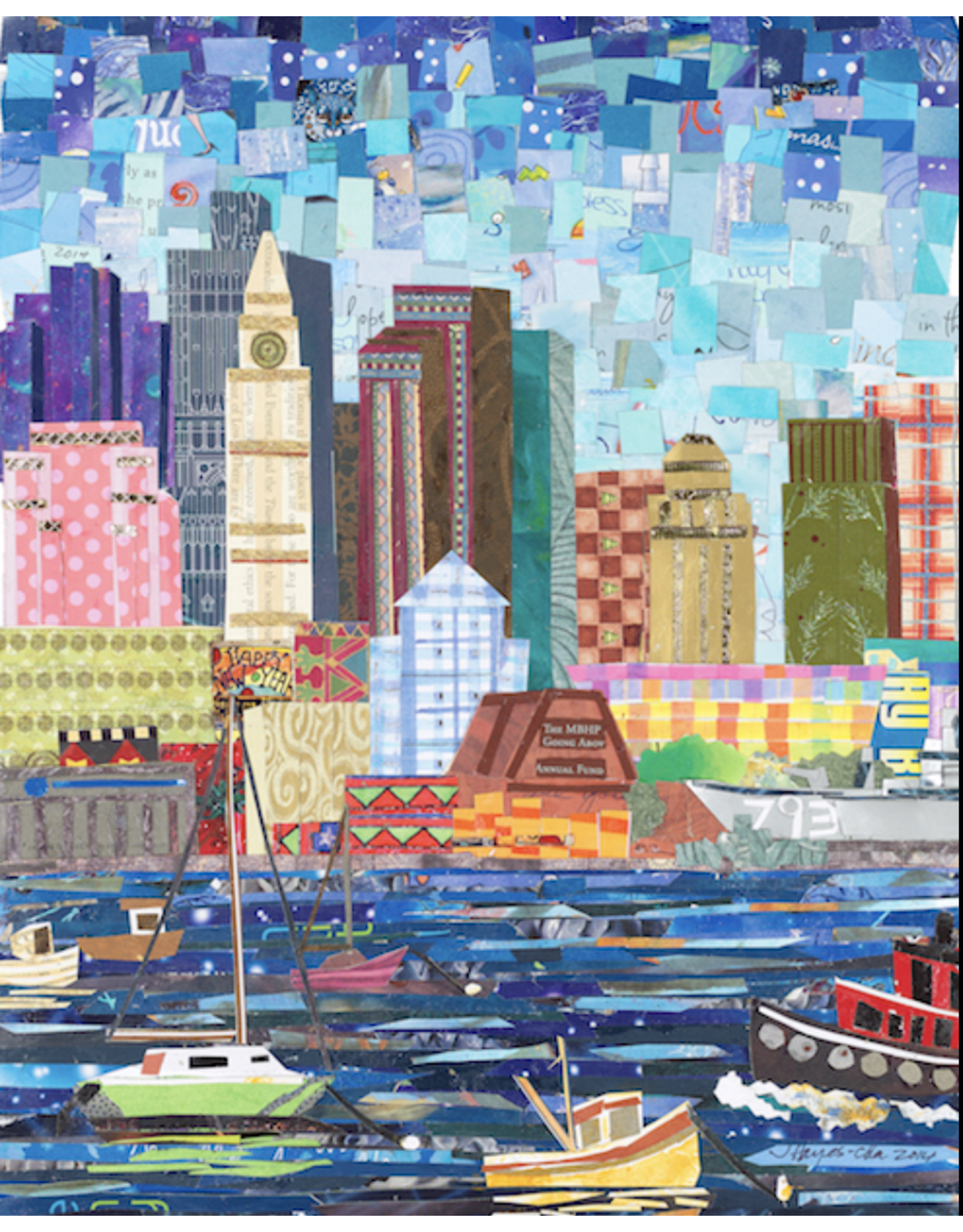 Janice Hayes-Cha Boston Harbor Matted Print