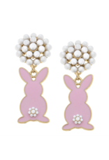Canvas Style Allie Easter Bunny Pearl Cluster Drop Earrings in Pink
