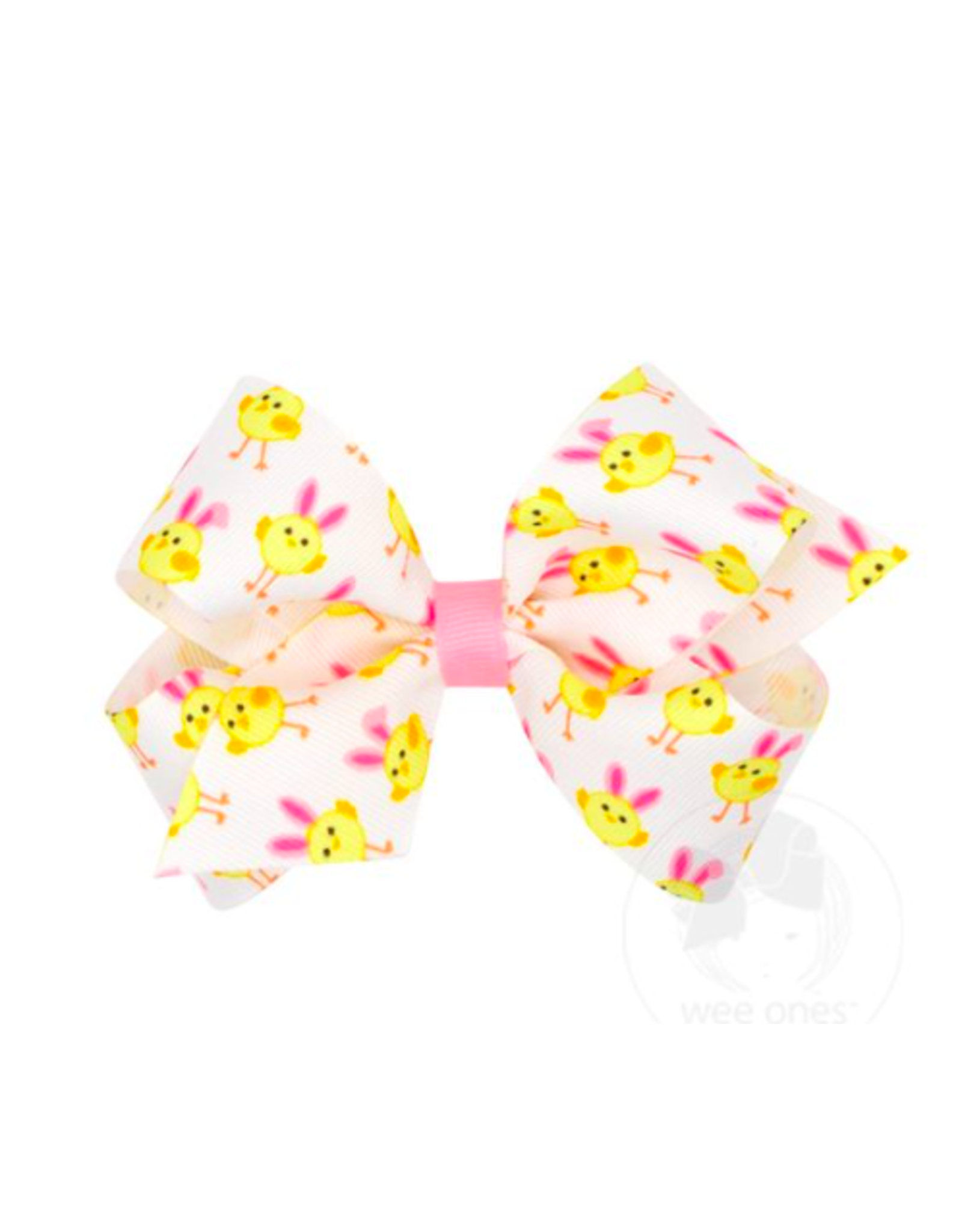 Wee Ones Wee Ones Medium Bow in Yellow Chick Print
