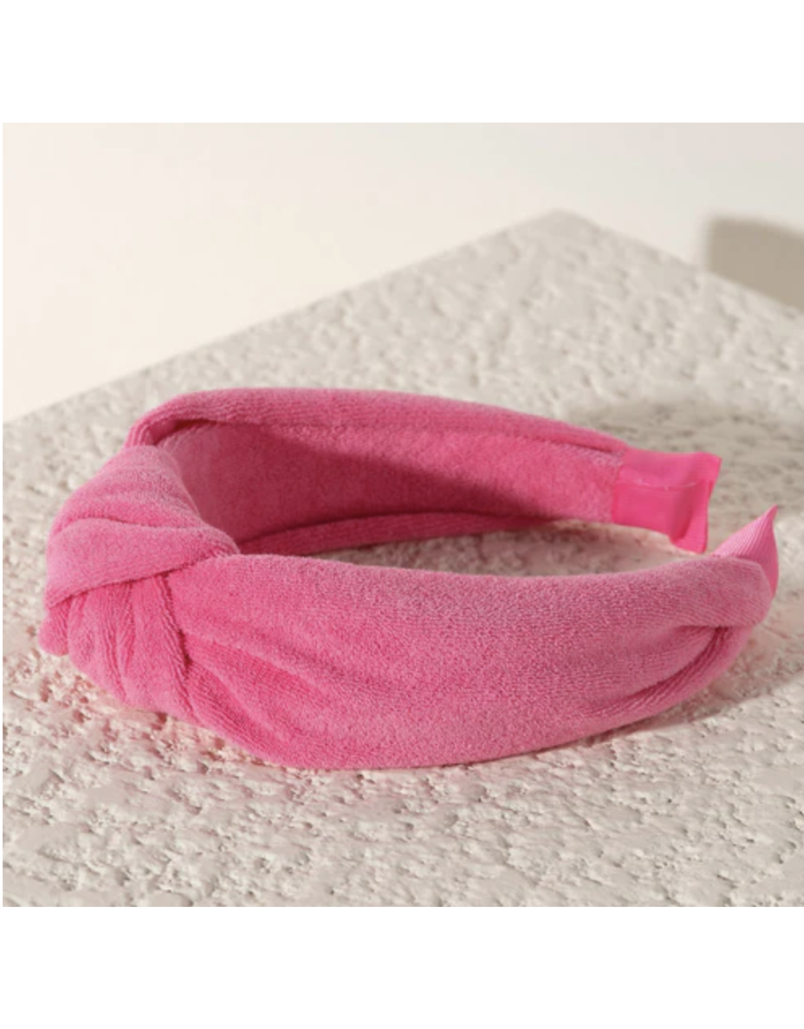 Knotted Terry Headband in Pink
