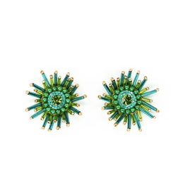 Beth Ladd Collection Sunburst Earrings in Teal