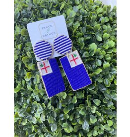 Beth Ladd Collection Beaded Bunker Hill Flag Drop Earrings by Beth Ladd