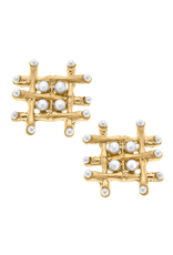 Accessories Shop by Place & Gather Ariana Bamboo and Pearl Woven Stud Earrings