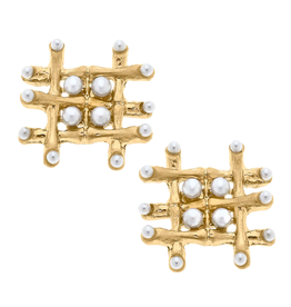 Accessories Shop by Place & Gather Ariana Bamboo and Pearl Woven Stud Earrings