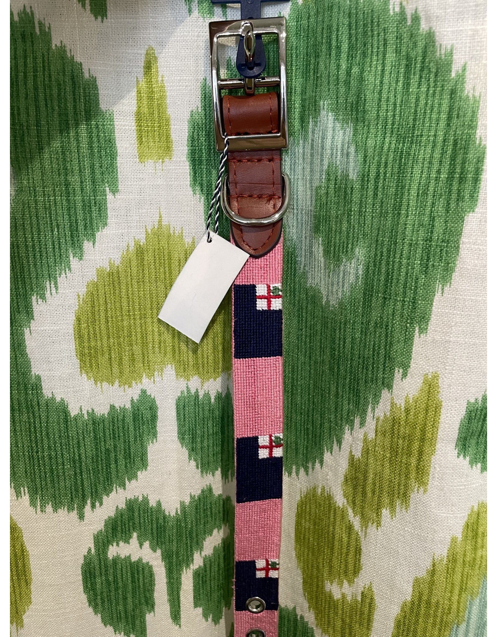 Smathers & Branson Needlepoint Bunker Hill Flag Dog Collar in Pink