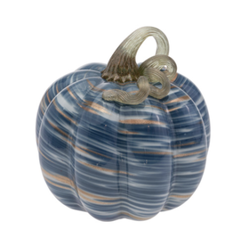 Boston International Large Denim & Copper Glass Pumpkin