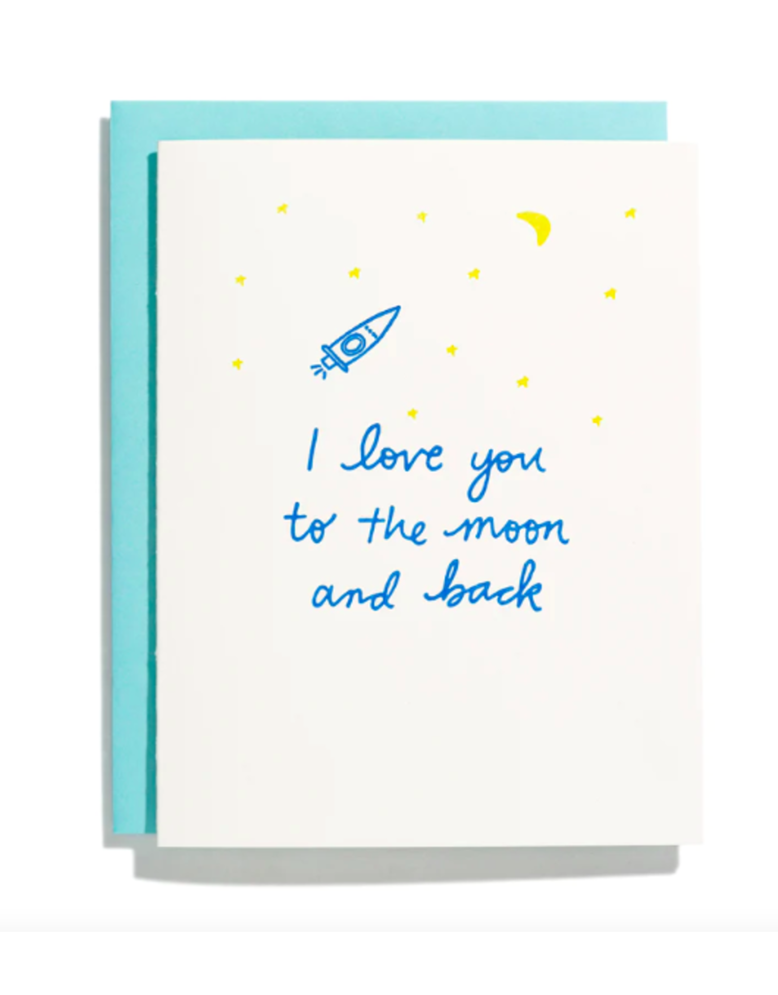 Short Hand Press I Love You to the Moon Card