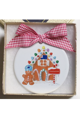 Dishique Gingerbread House with Flag Ornament