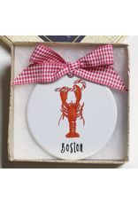 Dishique Lobster with Candy Cane Boston Ornament