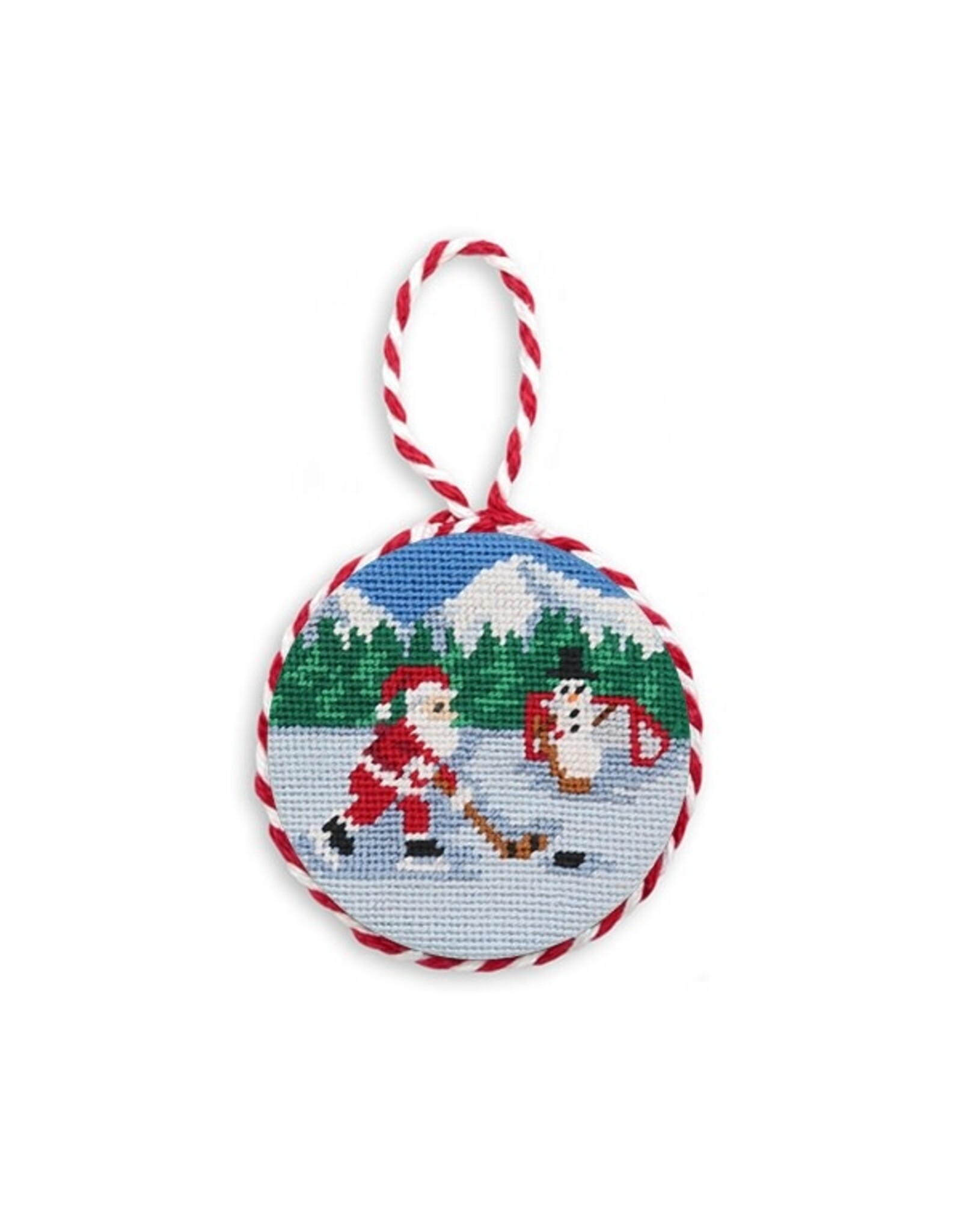 Smathers & Branson Hockey Santa Needlepoint Ornament