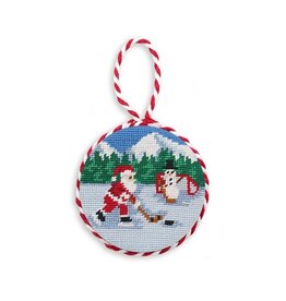 Smathers & Branson Hockey Santa Needlepoint Ornament