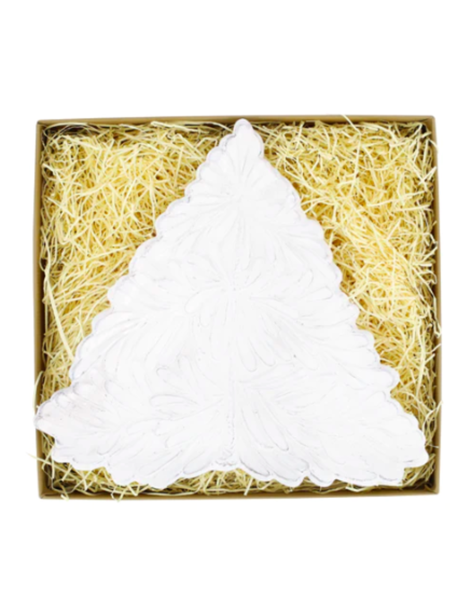 Vietri Lastra Holiday Figural Small Tree Plate in White