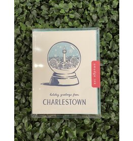 Smudge Ink Charlestown Blue Snow Globe Holiday Card Boxed Set