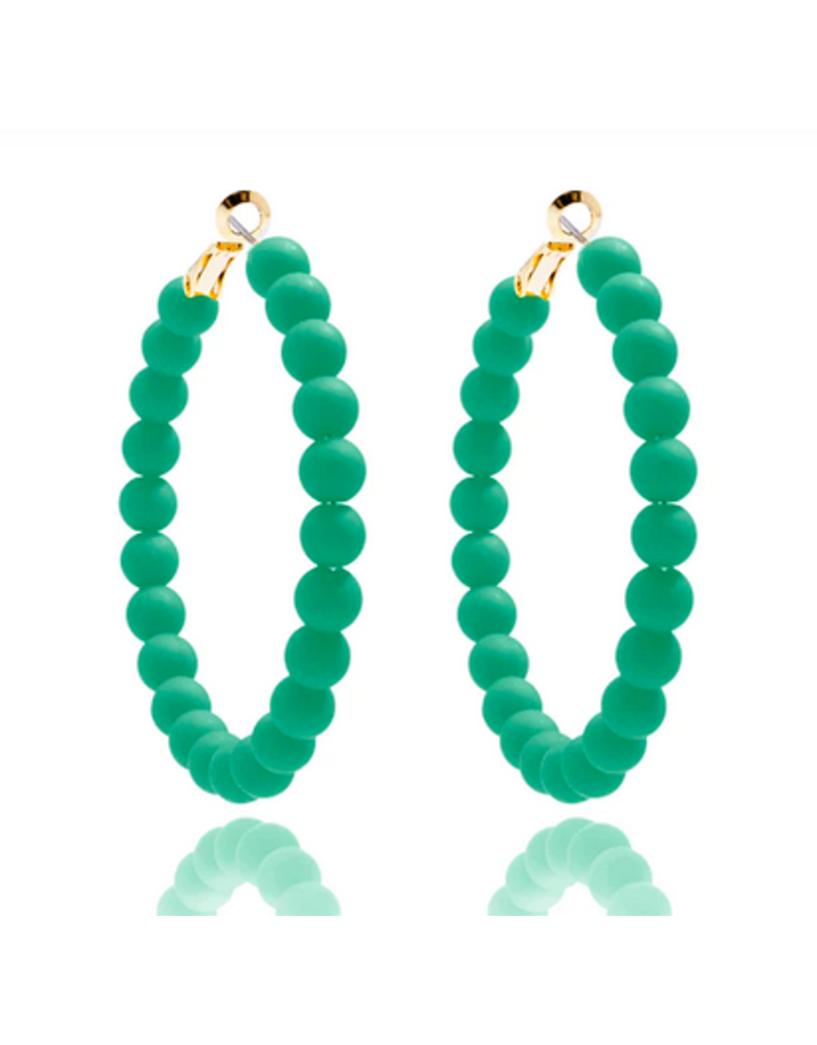 Accessories Shop by Place & Gather Matte Beaded Statement Hoop in Dark Green