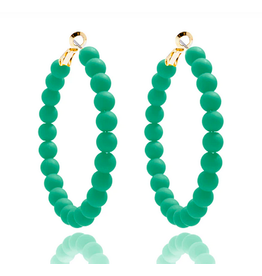 Accessories Shop by Place & Gather Matte Beaded Statement Hoop in Dark Green