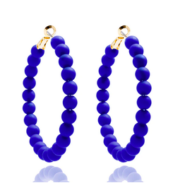 Accessories Shop by Place & Gather Matte Beaded Statement Hoop in Cobalt