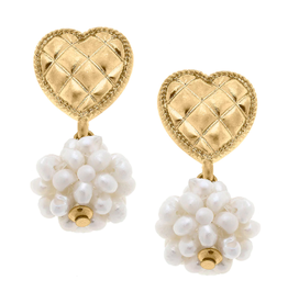 Accessories Shop by Place & Gather Lucinda Pearl Cluster & Quilted Metal Heart Drop Earrings