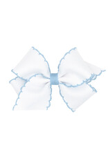 Wee Ones Small White Moonstitch Bow in Light Blue